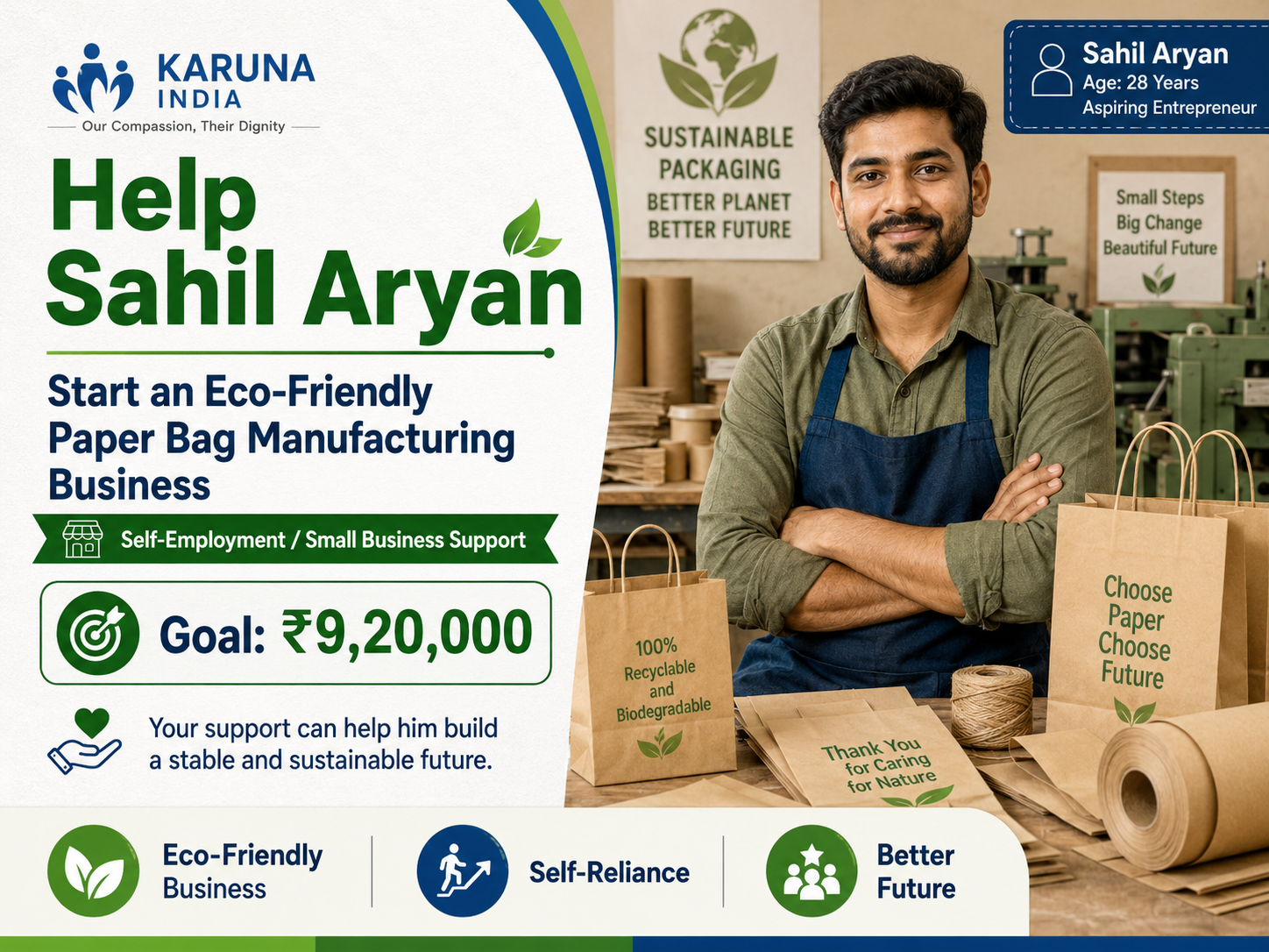 Help Sahil Aryan Start an Eco-Friendly Paper Bag Manufacturing Business