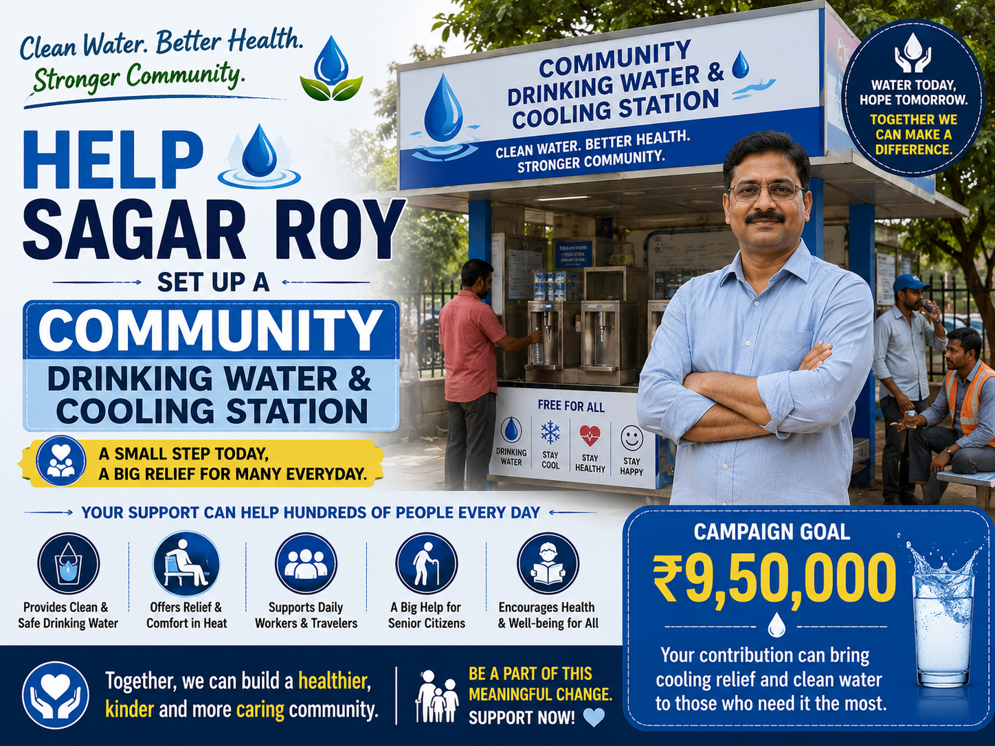 Help Sagar Roy Set Up a Community Drinking Water & Cooling Station